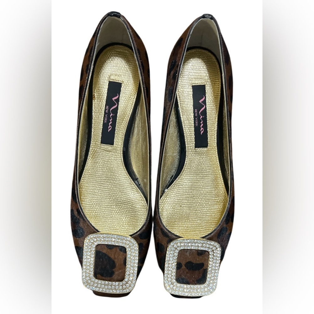 NWT- Aviana Leopard Print loafers with Rhinestone Buckle